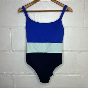 Athleta Women's Medium Coastline Women's Blue Colorblock One Piece Swimsuit